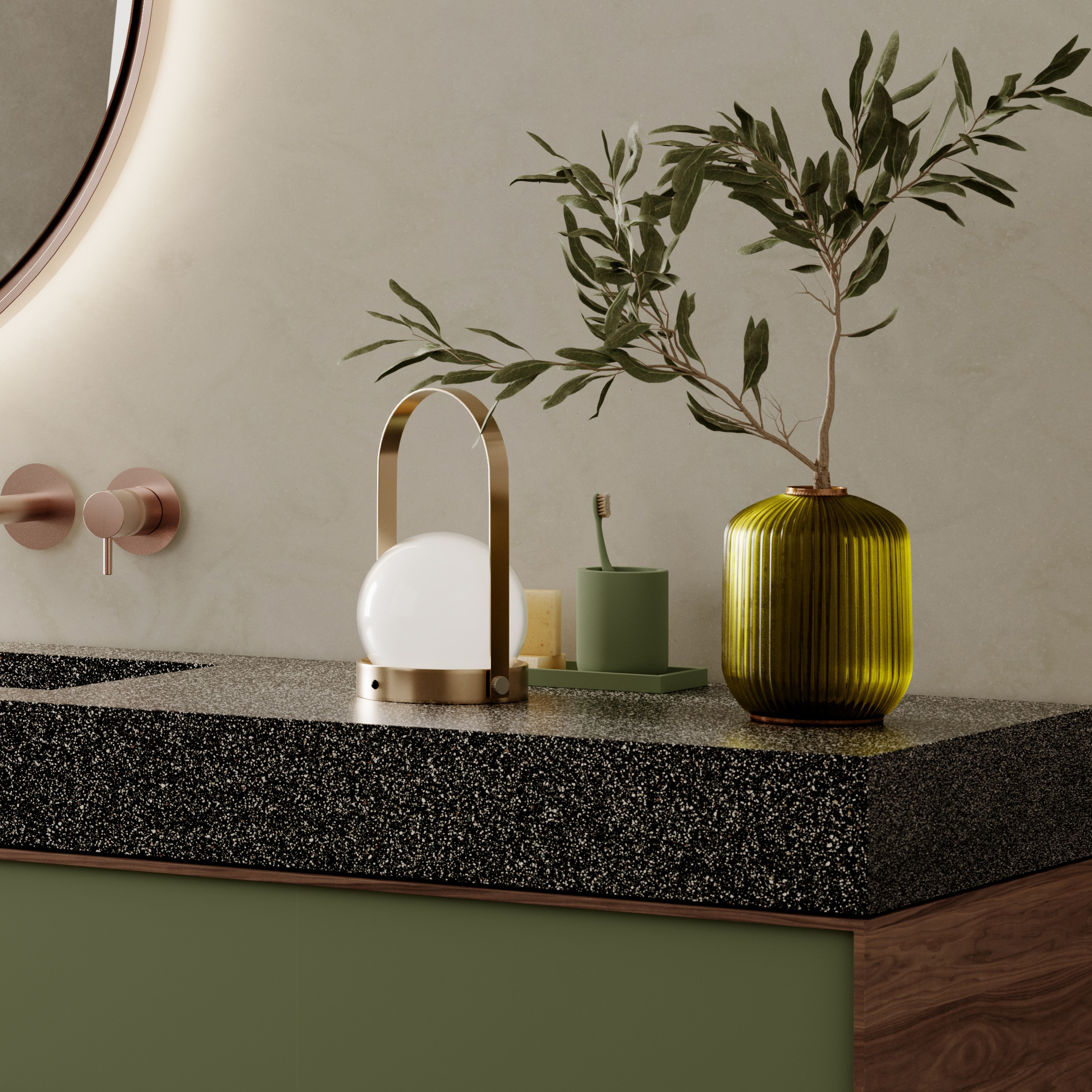  HIMACS Recycled Colours Bathroom Terrazzo Selva-Aurora Sage