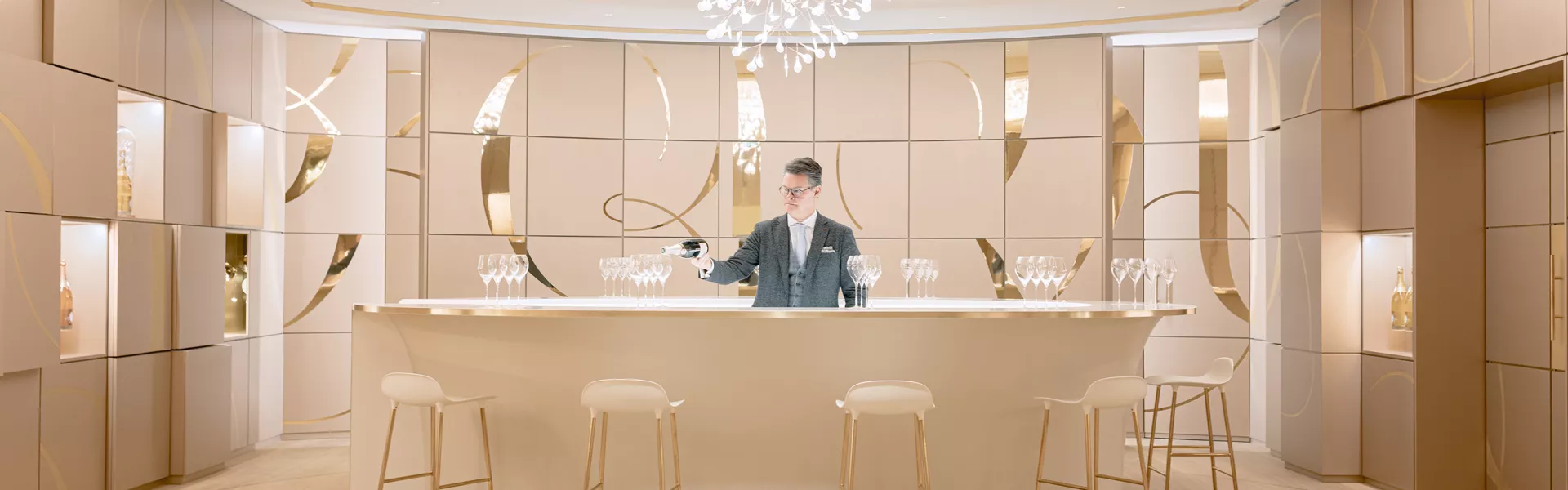 A majestic HIMACS bar counter for Roederer Champagne