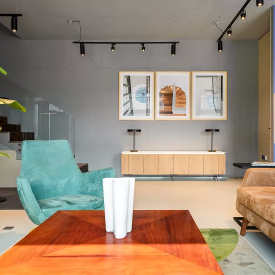 The ethereal aesthetics of HIMACS Pavia in a chic, industrial office design