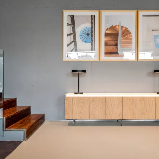The ethereal aesthetics of HIMACS Pavia in a chic, industrial office design