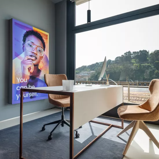 The ethereal aesthetics of HIMACS Pavia in a chic, industrial office design