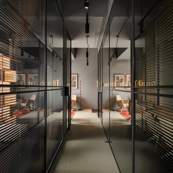 The ethereal aesthetics of HIMACS Pavia in a chic, industrial office design