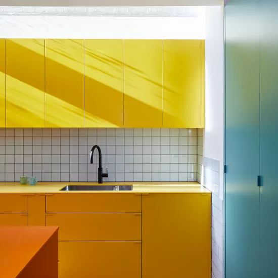 Block Party: HIMACS helps to bring a showstopping kitchen to vibrant and colourful life