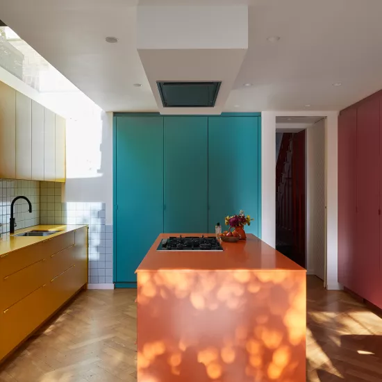 Block Party: HIMACS helps to bring a showstopping kitchen to vibrant and colourful life