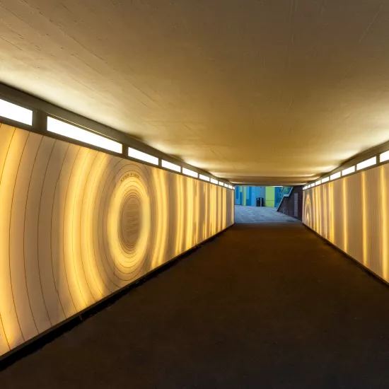 Recording community history: Backlit HIMACS clads the ‘Sounds of Hayes’ underpass