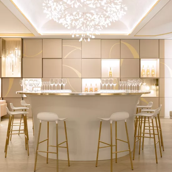 A majestic HIMACS bar counter for Roederer Champagne
