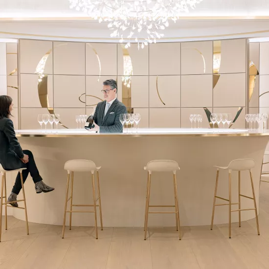 A majestic HIMACS bar counter for Roederer Champagne