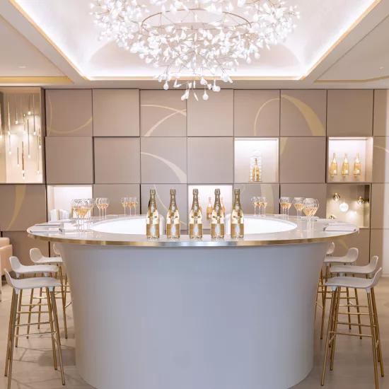 A majestic HIMACS bar counter for Roederer Champagne