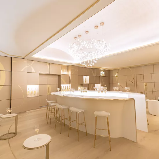 A majestic HIMACS bar counter for Roederer Champagne