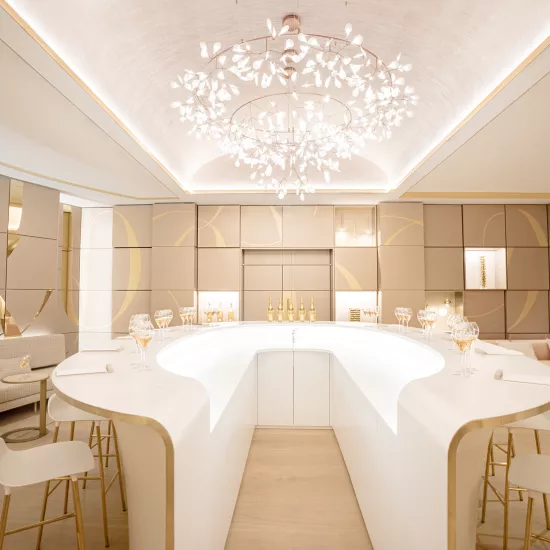A majestic HIMACS bar counter for Roederer Champagne