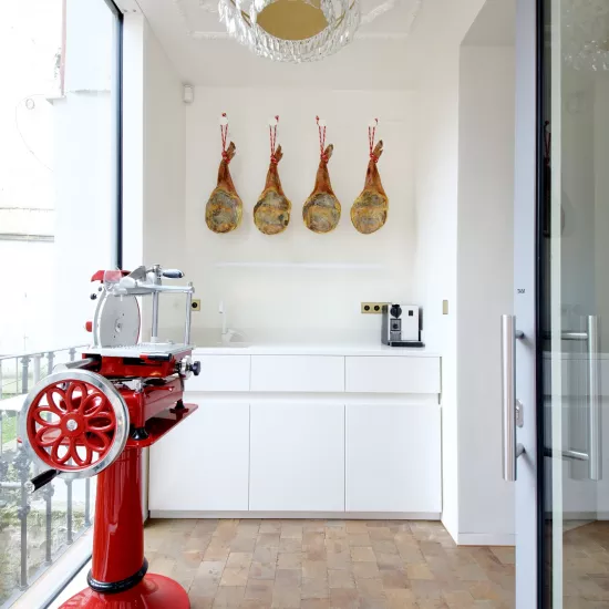 The interior  of a bike & coffee shop featuring HIMACS