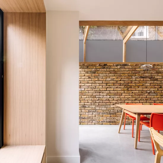 Modern kitchen extension with contemporary HIMACS worktops in Stoke Newington