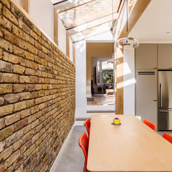 Modern kitchen extension with contemporary HIMACS worktops in Stoke Newington