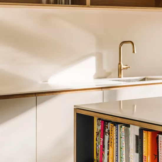 Modern kitchen extension with contemporary HIMACS worktops in Stoke Newington