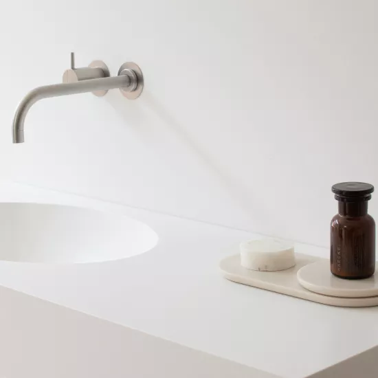 A splash of colour in the bathroom from Not Only White and HIMACS