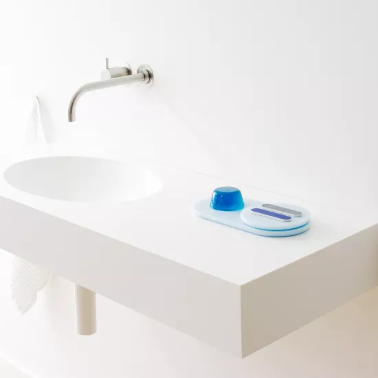 A splash of colour in the bathroom from Not Only White and HIMACS