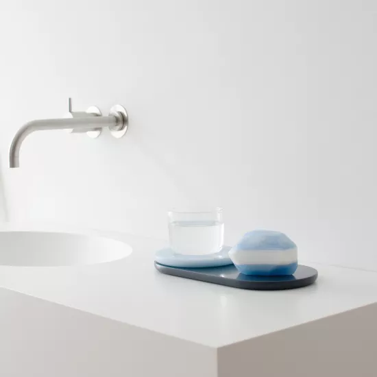 A splash of colour in the bathroom from Not Only White and HIMACS