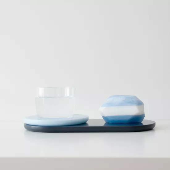A splash of colour in the bathroom from Not Only White and HIMACS