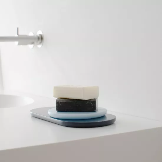 A splash of colour in the bathroom from Not Only White and HIMACS