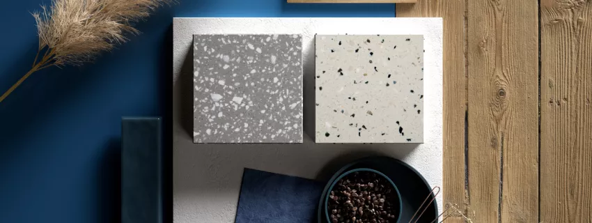 HIMACS präsentiert erstmals Terrazzo-Look mit zwei neuen Farben