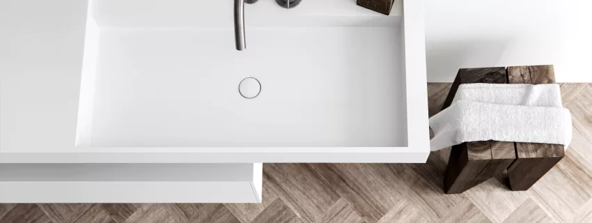 HIMACS: Líneas puras y estilo contemporáneo para los nuevos lavabos de Baths by Clay