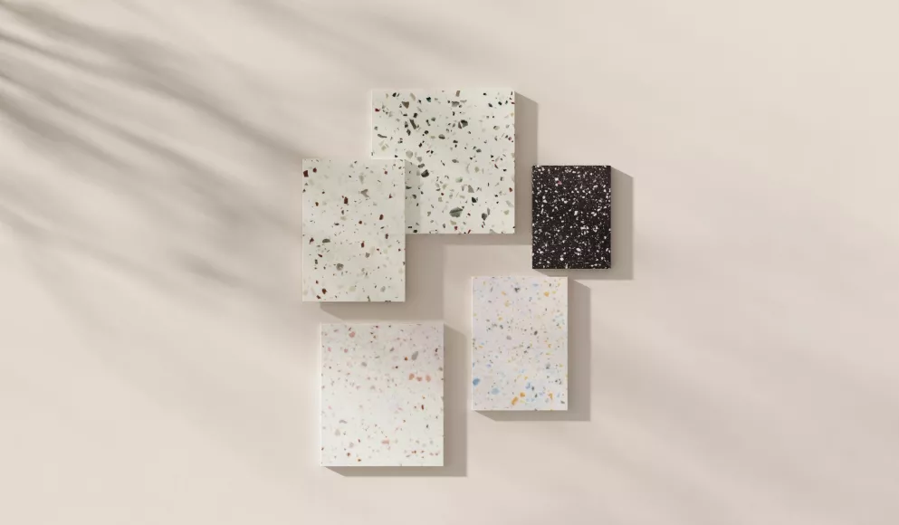 HIMACS Terrazzo Designs Receive Red Dot Design Award 2026: Contemporary terrazzo colours featuring certified recycled content 
