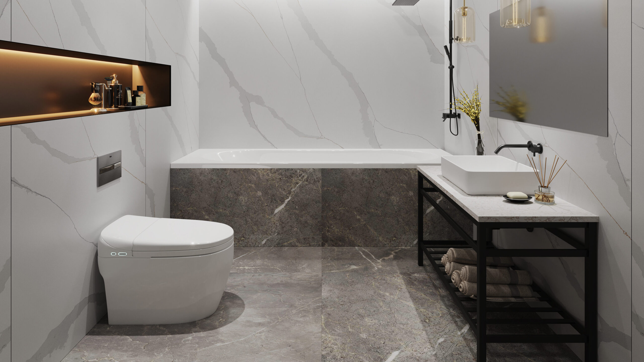 LX Hausys Viatera quartz for master bathroom interior design
