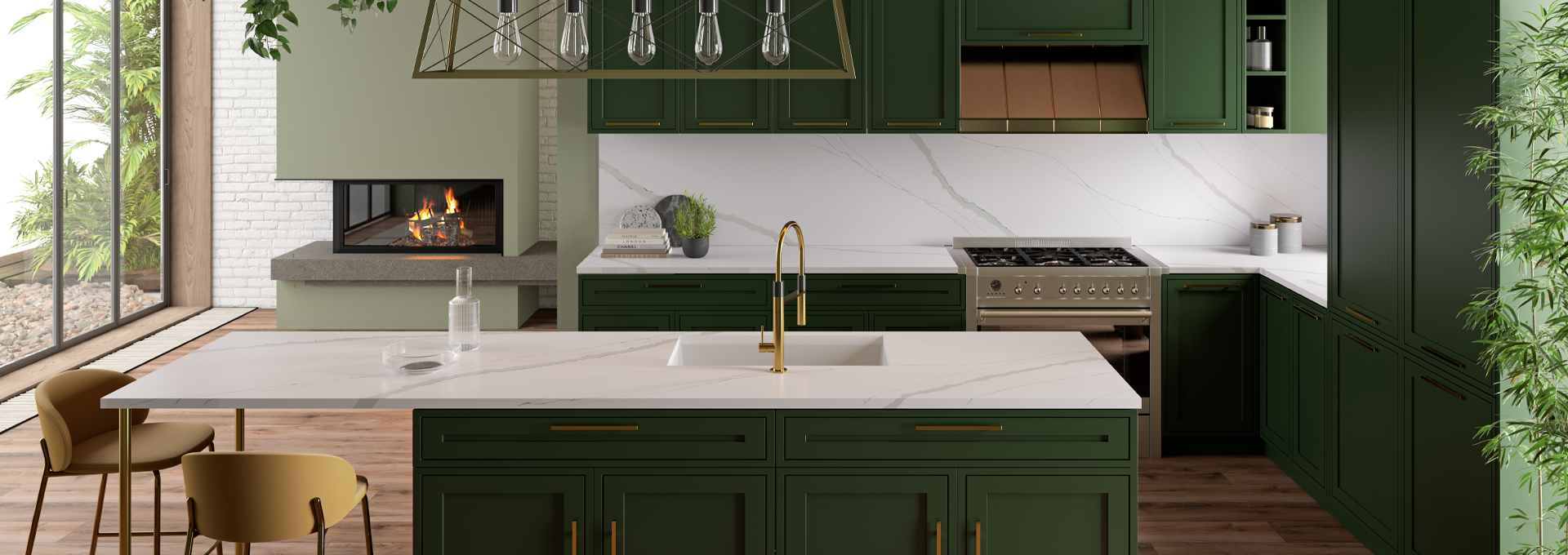 Viatera Calacatta Verde quartz kitchen countertop