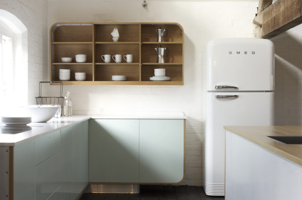 Kitchen cabinet doors and drawers designed by deVOL, made in HIMACS solid surface