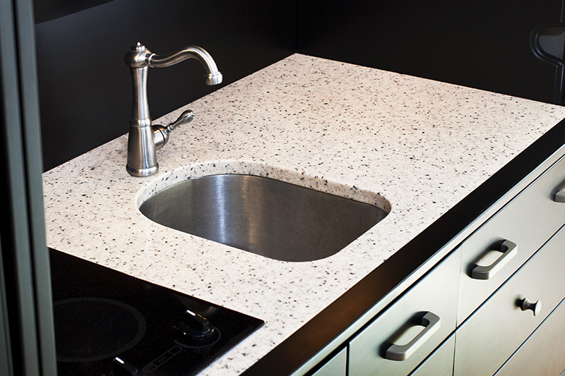 Small kitchen countertop by LX Hausys HIMACS solid surface 