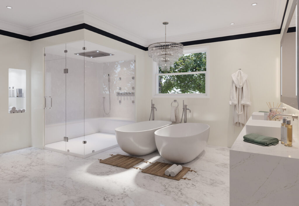Viatera quartz bathroom countertop design