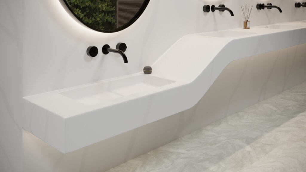 HIMACS Calacatta Luna solid surface bathroom vanity top