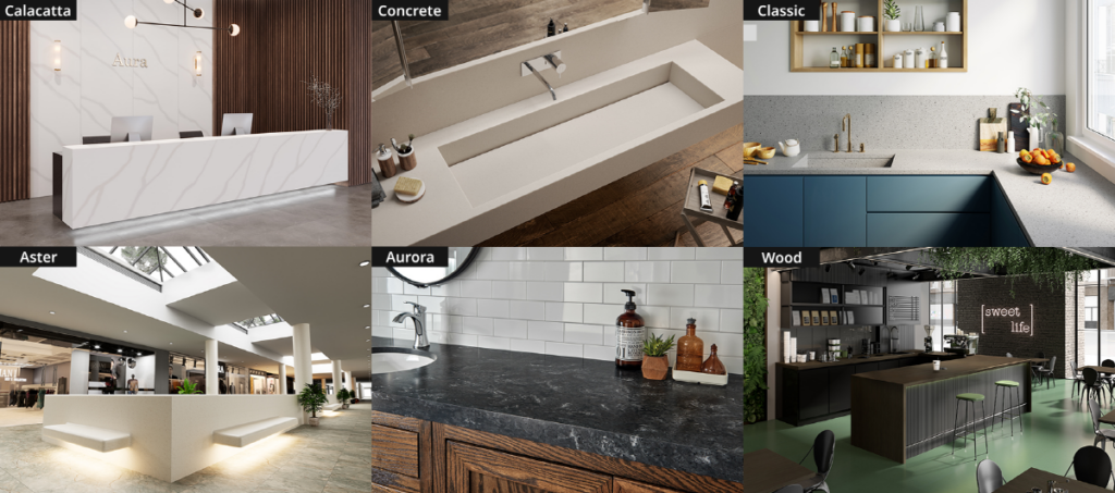 HIMACS Solid surface top collections