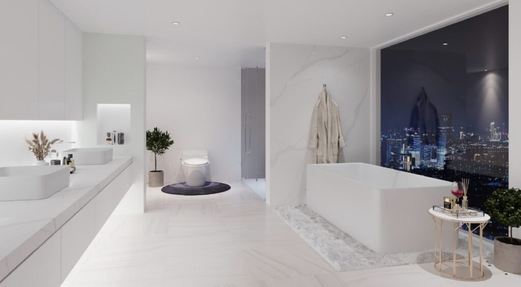 HIMACS arctic white solid surface bathroom vanity top design