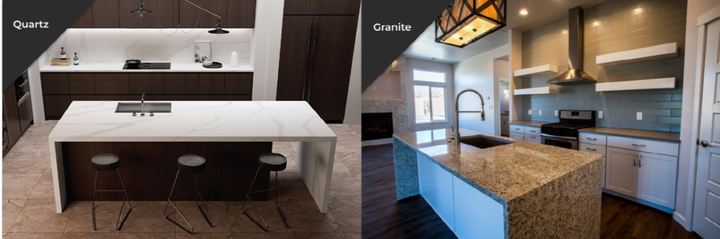 Kitchen interior designs – Quartz vs. Granite countertops