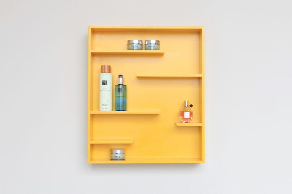 NotOnlyWhite bathroom shelf design by HIMACS solid surface