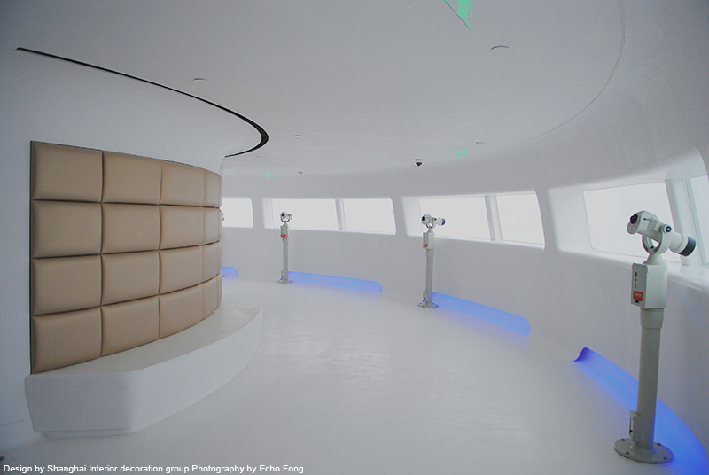 Oriental pearl tower ceiling, wall, floor made by HIMACS solid surface 