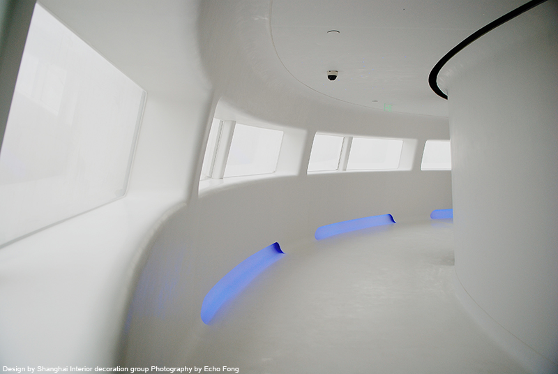 Oriental pearl tower ceiling, wall, floor made by HIMACS solid surface 