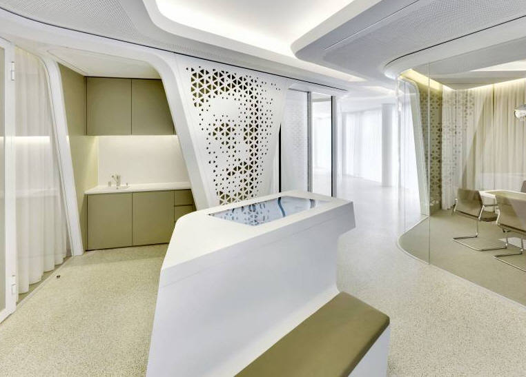 Reception area design for consumers by HIMACS solid surface