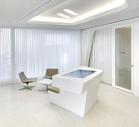 Reception area design for consumers by HIMACS solid surface