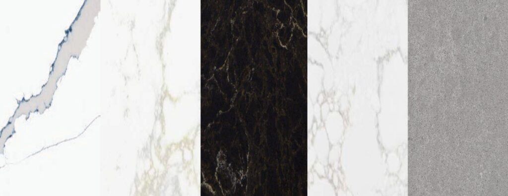 Viatera quartz color and design - Calacatta Marina, Adagio Gold, Nocturne, Lumina, Sonoro Brushed 