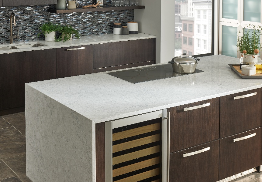 Viatera quartz cafe countertop designs - Masterpiece Aura