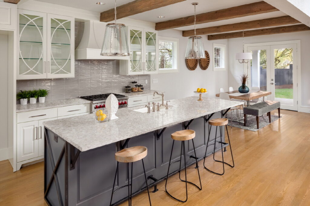 Viatera quartz surface kitchen countertop by LX Hausys