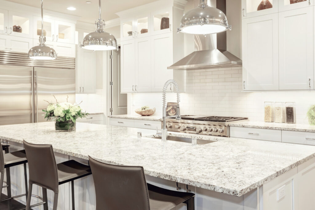Kitchen Countertop with White Granite
