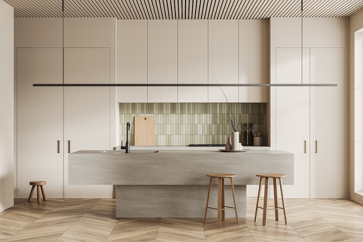 The kitchen island can definitely define the boundaries of the kitchen.