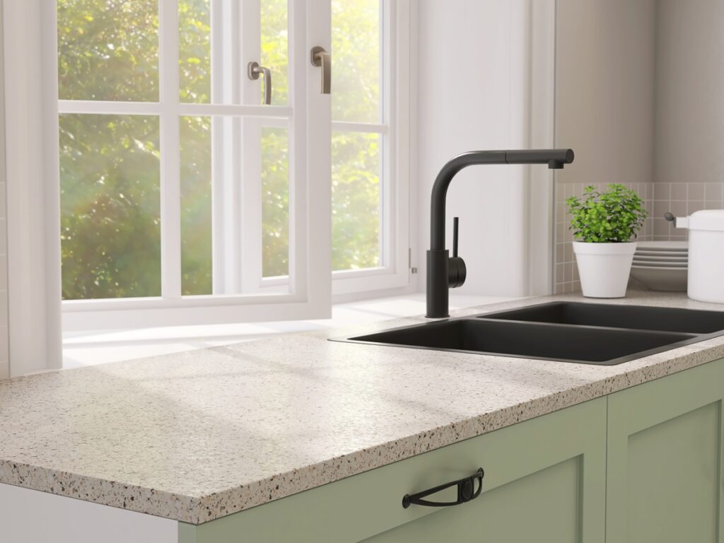 Granite countertops with unique patterns can give your kitchen a earthy feel.