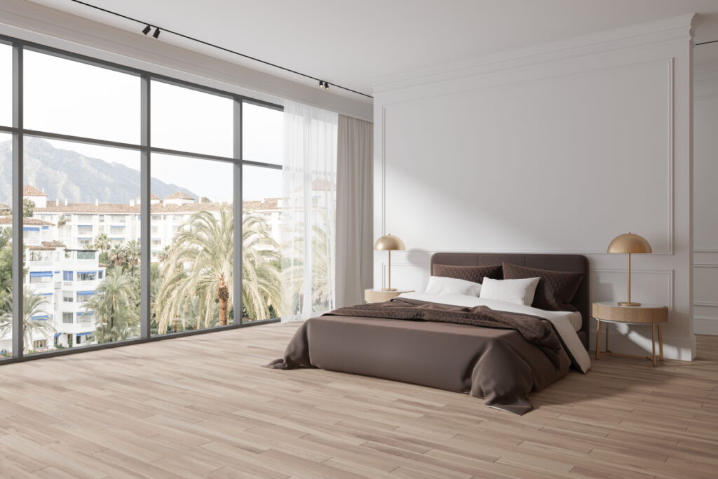 Vinyl flooring naturally soundproofs bedrooms by absorbing and reducing ambient noise, making it a popular choice for buildings with high traffic or multiple residences.