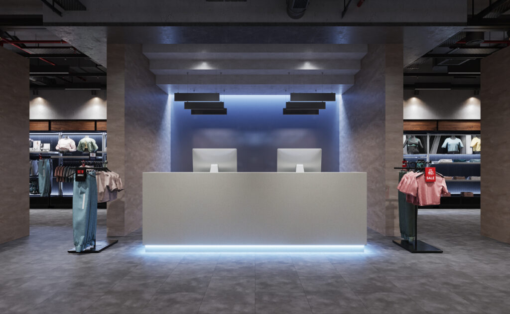 Fashion store reception area designed by HIMACS solid surface