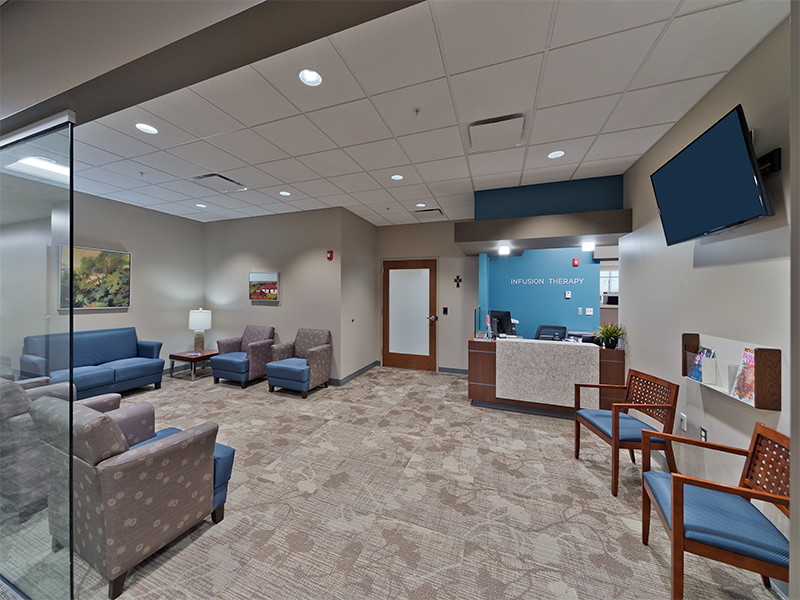 Perrysburg hospital reception desk and exam room countertop designed by HIMACS 