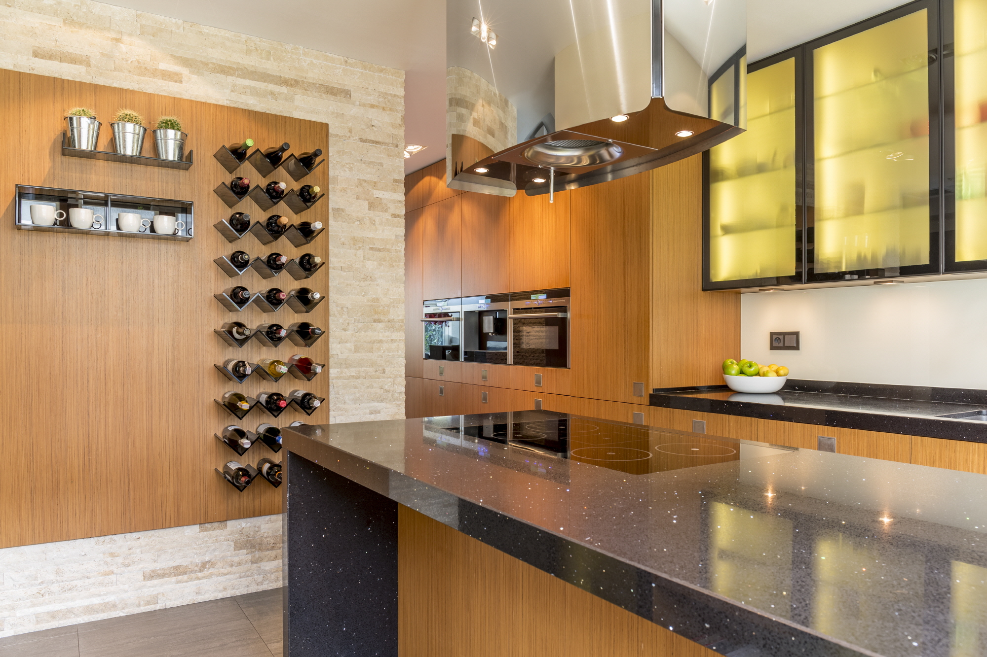 Make the most of a small kitchen with a wall-mounted wine rack or a standing rack on a free window sill for a stylish and space-efficient wine storage solution.